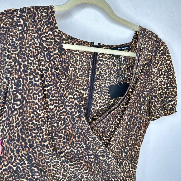 NWT The Kooples Baby Leopard Silk Faux Wrap Short Sleeve Mini Dress Medium - Picture 4 of 13